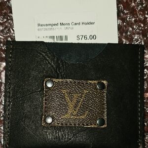 Louis Vuitton Black Card Holder with Brown Monogram Patch